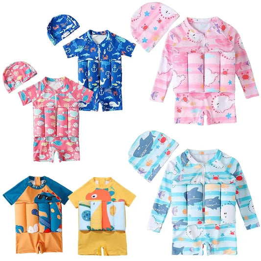 Cartoon Print One-Piece Floating Rash Guard Bathing Suit