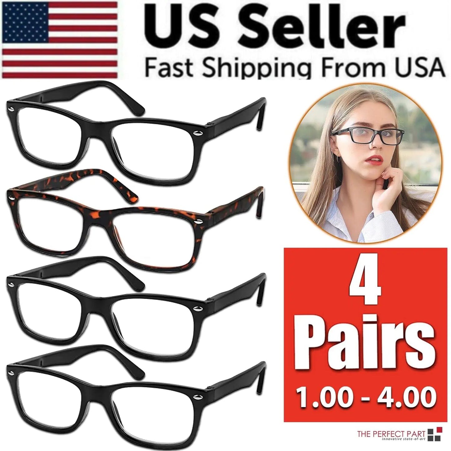 Mens Womens Reading Glasses 4 Pairs Unisex Classic Retro Spring Hinge Readers